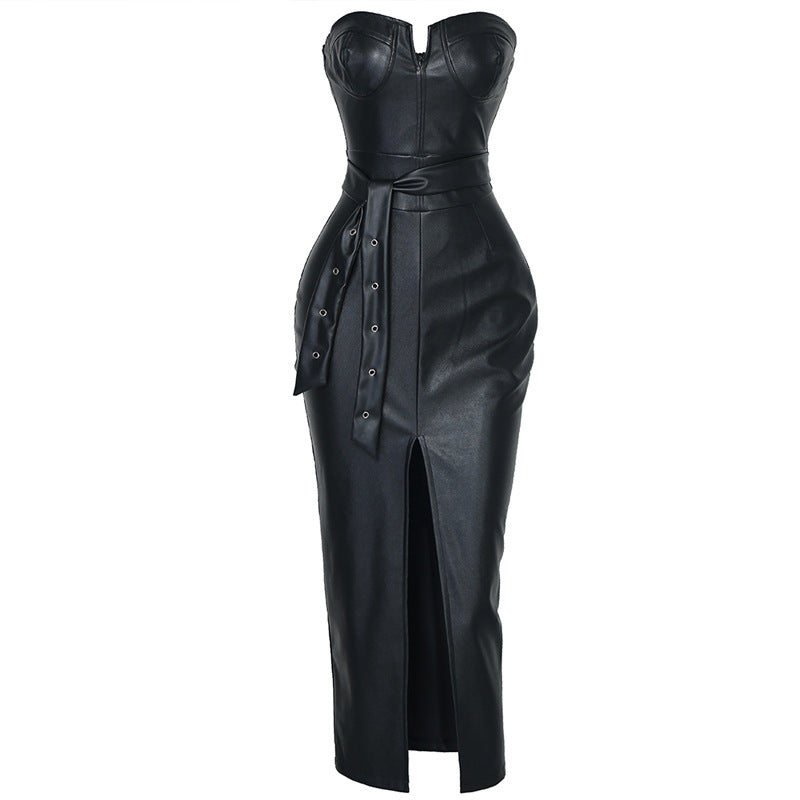 Trinity Dress - Sexy & Versatile PU Leather - Bare Strapless Bra
