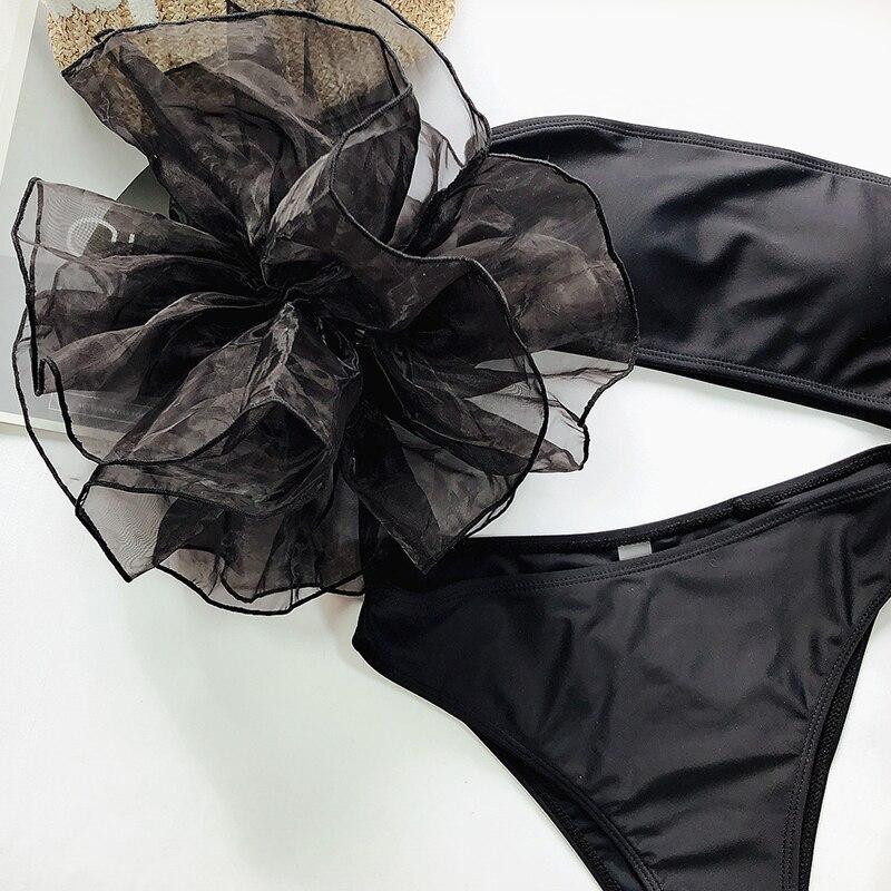 Mesh Black Bikinis 2020 Mujer Biquinis Ruffled Sexy Woman Swimsuit