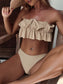 Beige Ruffle Radiance Swim Set: Elevate Your Beach Glam with this Two-Piece Marvel | Bare Strapless Bra