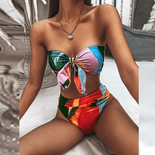 Vibrant Twist Bandeau Bikini Set